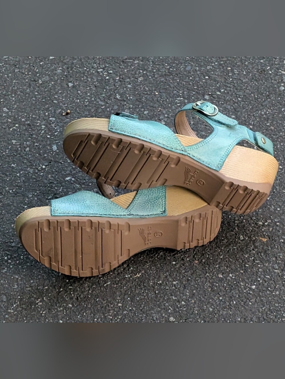 Dansko Teal Leather Open-Toe Slingback Sandals (New) - Picture 5 of 10